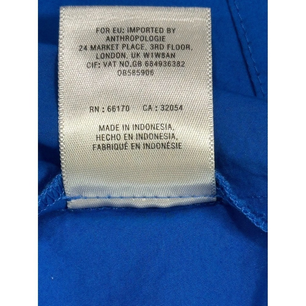 HD In Paris Anthropologie Top Cerulean Blue Flutter Sleeve Blouse Size 12 Cotton - Picture 8 of 10